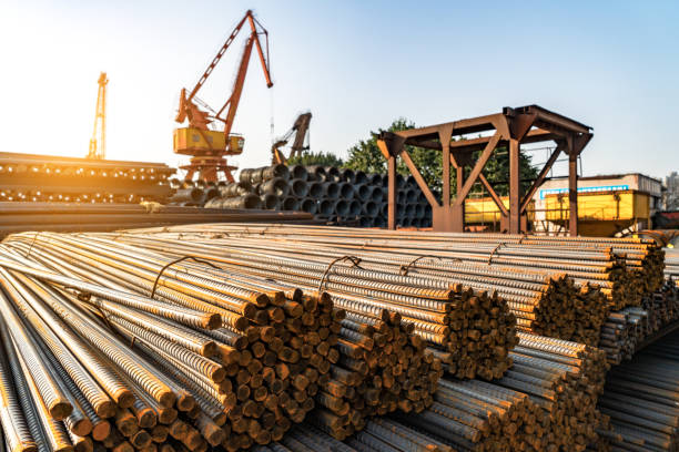 There is a lot of steel in the warehouse, at the cargo terminal